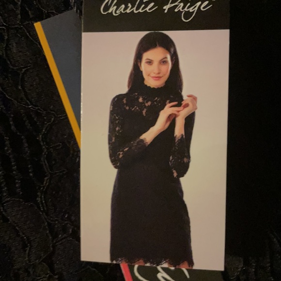 Charlie Paige lacey long sleeve black dress - Picture 2 of 3